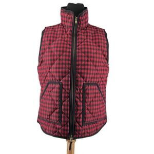 J.Crew quilted vest down fil buffalo plaid cottage mountain outdoors sz sm